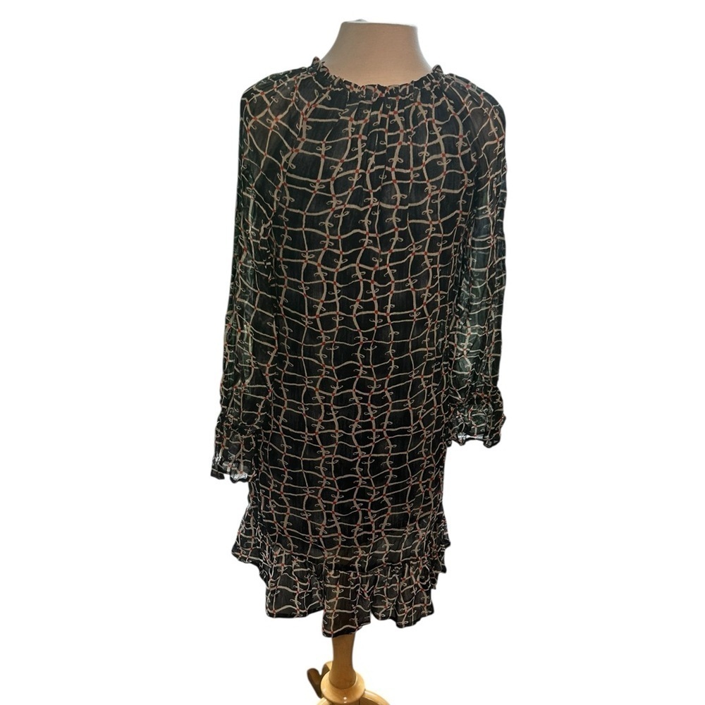 VELVET By Graham & Spencer Zurich Print Dress Long Sleeve Shift Black Size XS - Picture 7 of 13